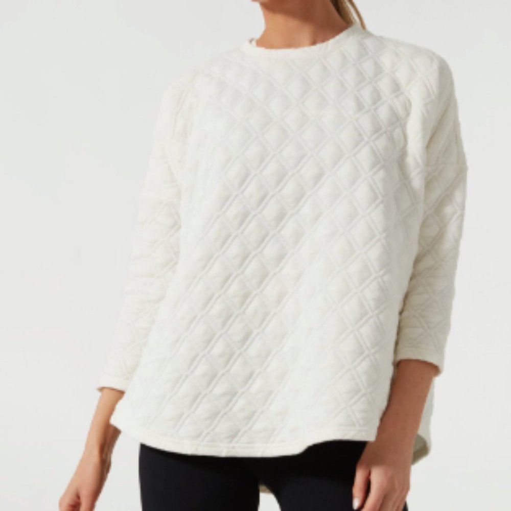 Tuckernuck White Quilted Crewneck Pullover xs/s NWT